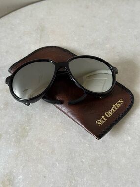 Ski Optiks Vintage Black Round Aviator Mirror Sunglasses Mountaineering Alpine